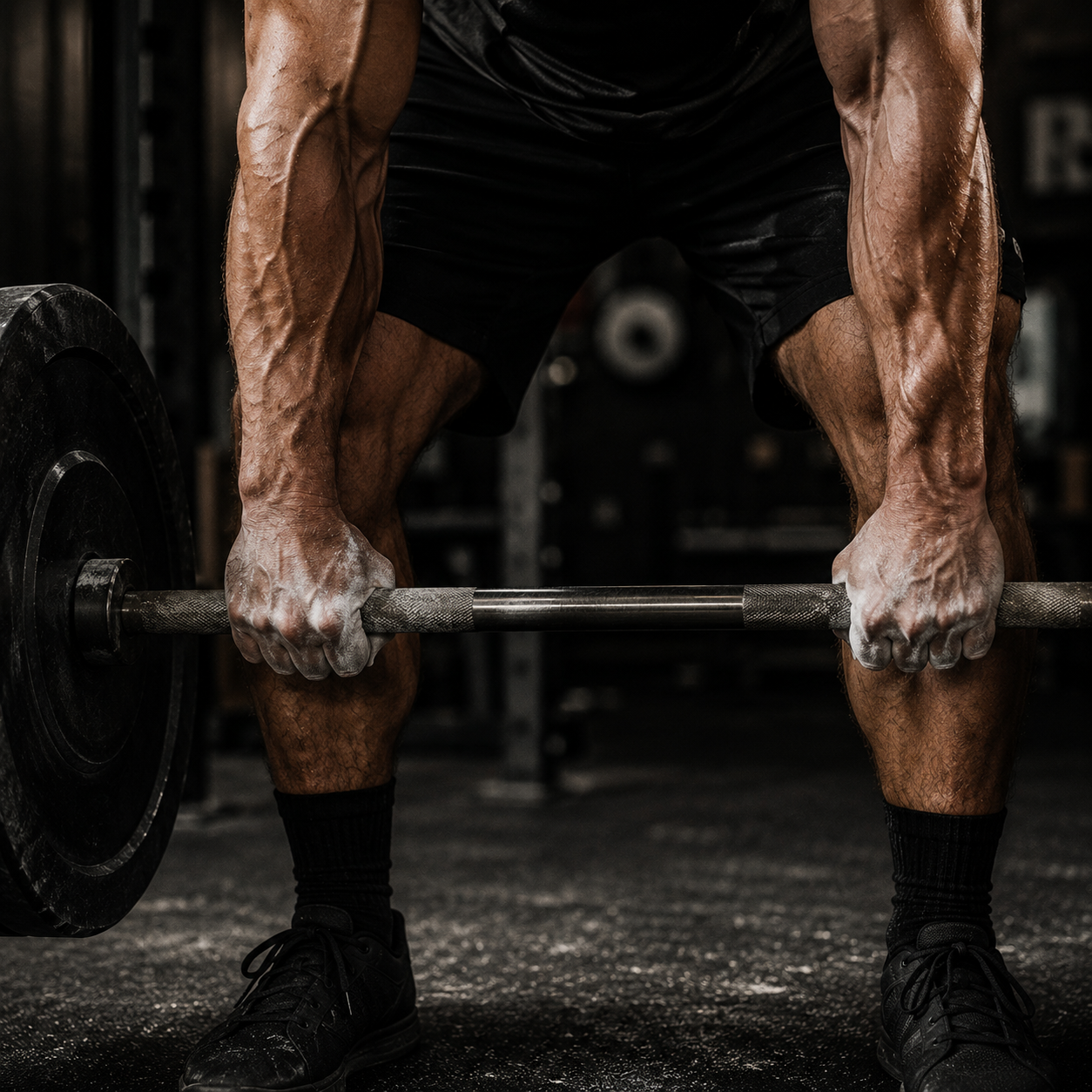 Close-up of a man's hands gripping a heavy barbell - the visual of raw, reclaimed physical strength